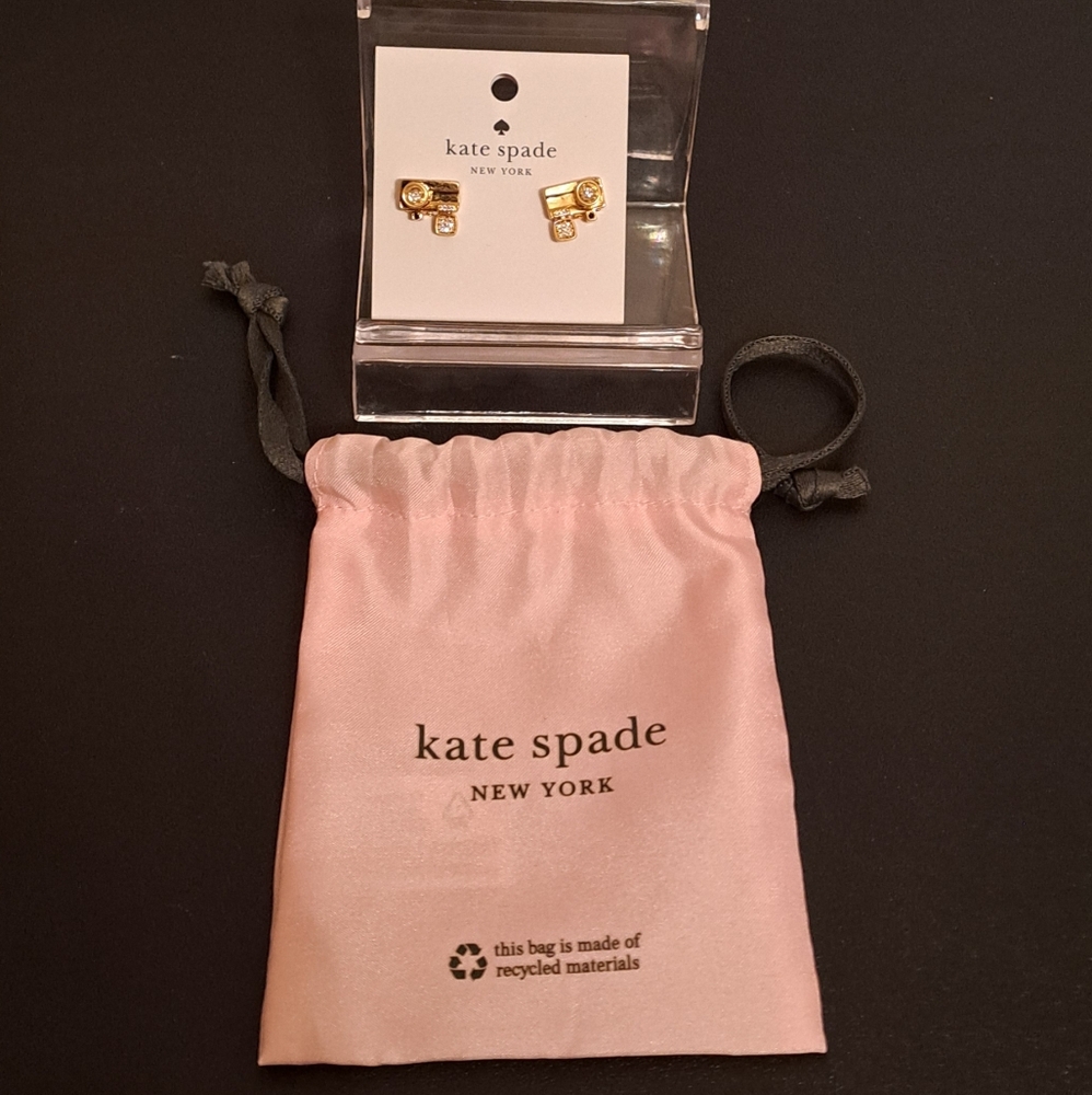 Kate Spade Camera Gold Stud Earrings